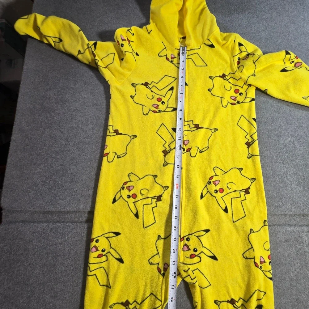 Pokemon Pikachu Kids Hooded Union Suit‎ One Piece Pajamas Yellow Size L 12/14